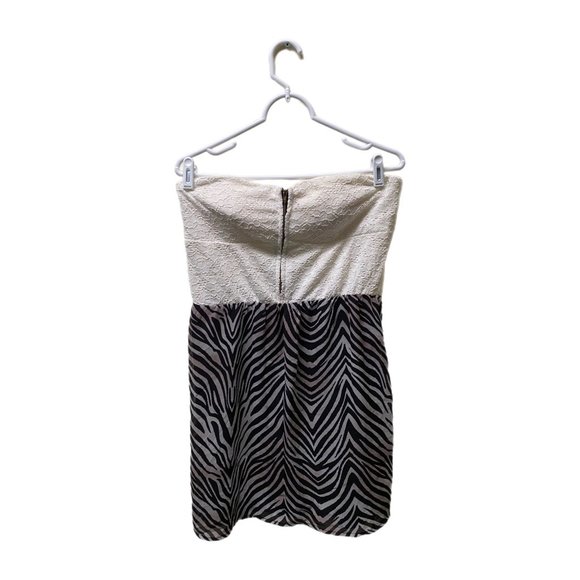 Charlotte Russe Sleeveless Zebra Print Dress with Lace Top, Large, Pre-owned - Picture 4 of 6